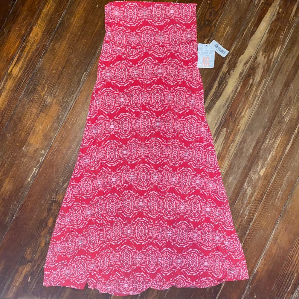 LuLaRoe Red + White Print Maxi Skirt - Brand NWT!